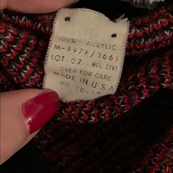 Vtg 80s/90s Venezia red & black acrylic sweater - Picture 7 of 8
